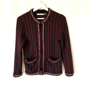 Alice & Olivia Blazer Georgia Jacket Embelished Tweed Small Elegant Knit